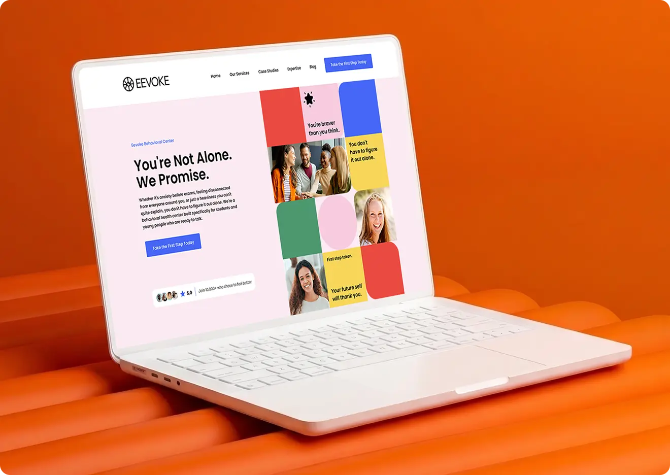 Website design shown on a laptop